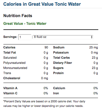 dextrose keto: nutrition facts for tonic water