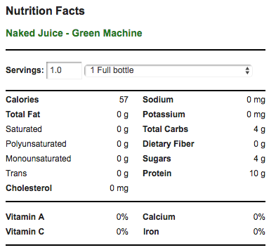 dextrose keto: nutrition facts for Naked Juice