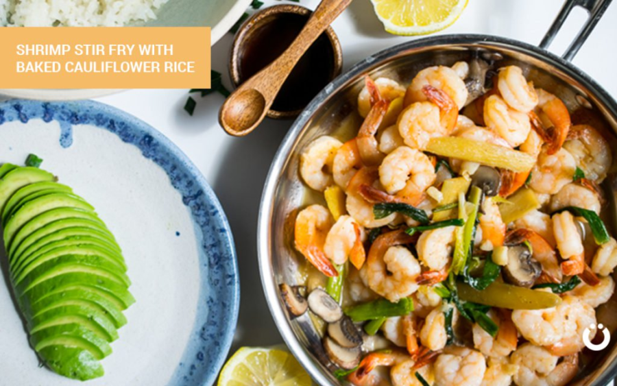 Low-carb cauliflower shrimp stir fry