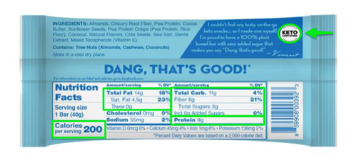 Low Carb Protein Bar: Dang Bar