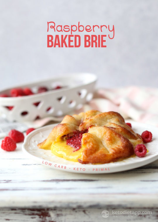 Keto appetizers: raspberry baked brie