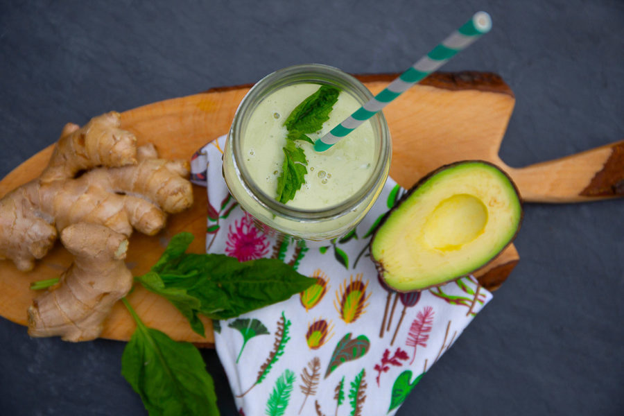 Ginger Basil Avocado Smoothie