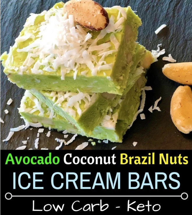 Keto Avocado Ice Cream Bars with Coconut and Brazil Nuts