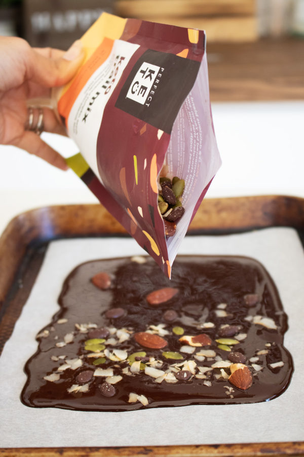 Easy Trail Mix Chocolate Bark - Perfect Keto