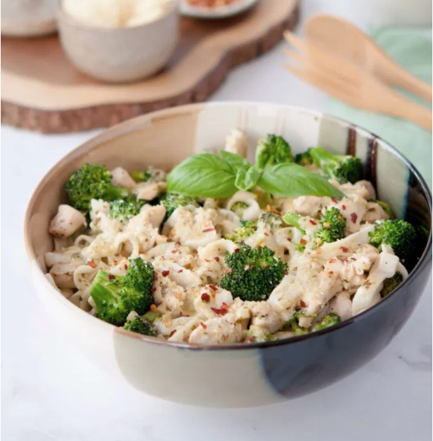 Keto Fettuccine Alfredo With Pesto Chicken And Broccoli