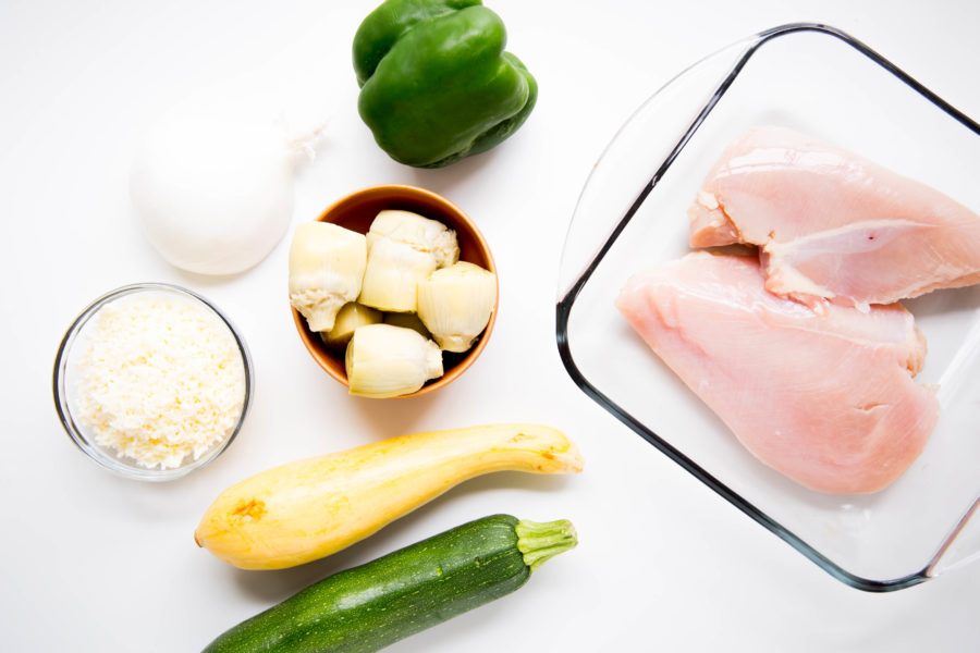 baked Italian chicken and vegetables