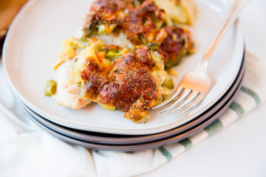 baked Italian chicken and vegetables