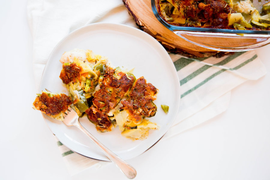 baked Italian chicken and vegetables