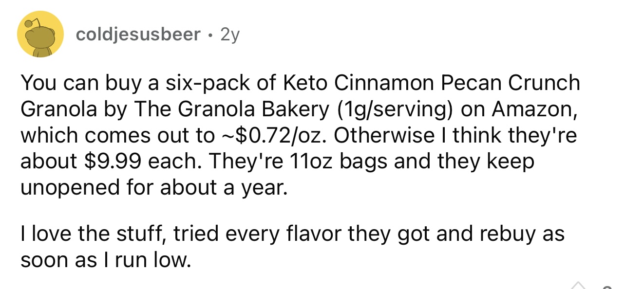 Keto Cinnamon Pecan Crunch Granola by The Granola Bakery Reddit